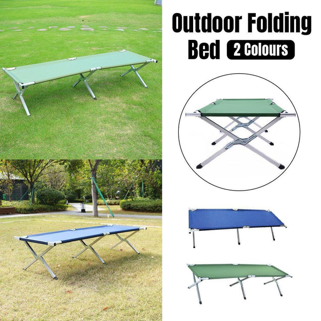 Portable Lightweight Folding Aluminum Camping Bed Ultra Light Outdoor Camp Bed - Green.