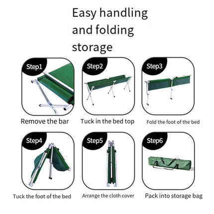 Portable Lightweight Folding Aluminum Camping Bed Ultra Light Outdoor Camp Bed - Green.