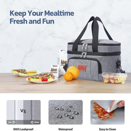 10L Insulated Lunch Bag Waterproof Cooler Bag with Strap for Picnic Work Travel.