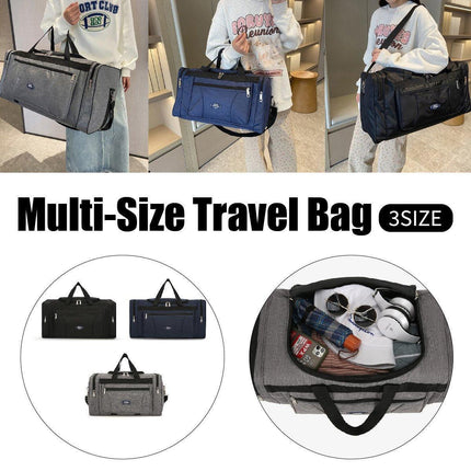 Large Capacity Waterproof Travel Luggage Bag Lightweight Foldable Handbag - Medium-Grey.