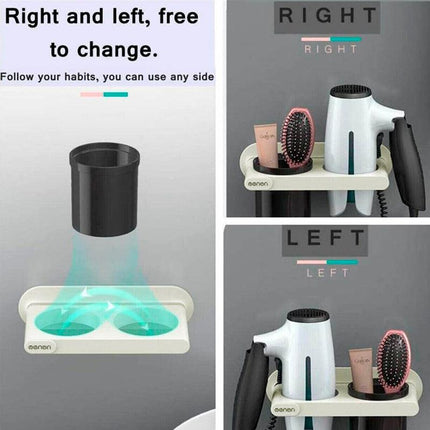Bathroom Mounted Wall Suction Cup Hair Dryer Holder Hanger Shelf Rack Storage Au - White.