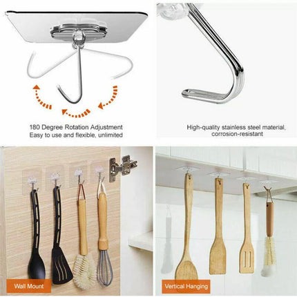 24-48Pcs Clear Seamless Adhesive Hook Strong Stick Wall Hook Load Kitchen Hanger - 24 PCS.