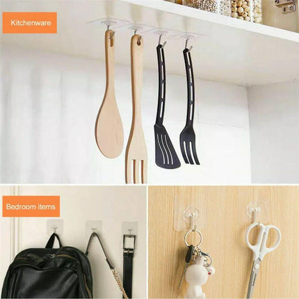 24-48Pcs Clear Seamless Adhesive Hook Strong Stick Wall Hook Load Kitchen Hanger - 24 PCS.