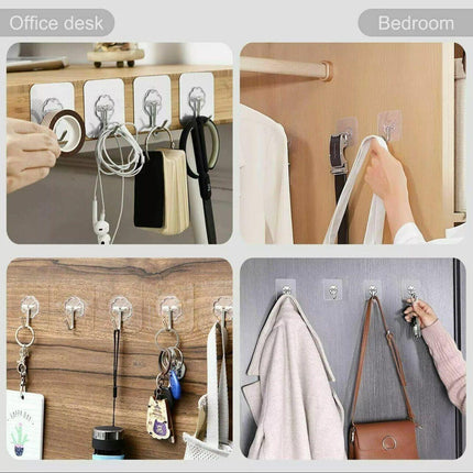 24-48Pcs Clear Seamless Adhesive Hook Strong Stick Wall Hook Load Kitchen Hanger - 24 PCS.