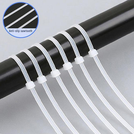 100X Cable Ties Zip Ties Nylon UV Stabilised Bulk White Cable Ties - 10*600mm White.