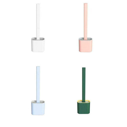 TPR Toilet Brush Set Silicone-Like Head with Holder Wall Mounted Detachable Handle - Green * 1 Unit.