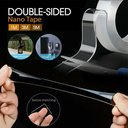 Double Sided Nano Tape Transparent Reusable Adhesive Gel Grip for Home Office - 3cm*1m*2mm (1 Unit).