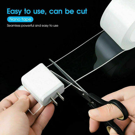 Double Sided Nano Tape Transparent Reusable Adhesive Gel Grip for Home Office - 3cm*1m*2mm (1 Unit).