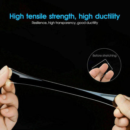 Double Sided Nano Tape Transparent Reusable Adhesive Gel Grip for Home Office - 3cm*1m*2mm (1 Unit).