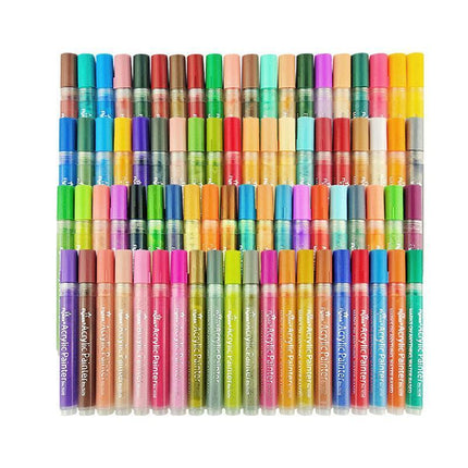 Flysea 12-80 Colours Acrylic Paint Pens Painting Stone Ceramic Glass Markers 0.7 - Gold*3+Silver*3 Set.