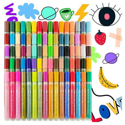 Flysea 12-80 Colours Acrylic Paint Pens Painting Stone Ceramic Glass Markers 0.7 - Gold*3+Silver*3 Set.