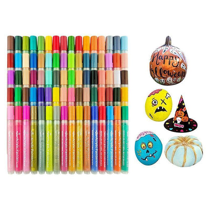 Flysea 12-80 Colours Acrylic Paint Pens Painting Stone Ceramic Glass Markers 0.7 - Gold*3+Silver*3 Set.