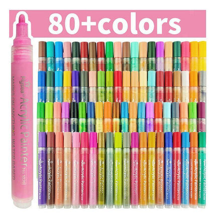 Flysea 12-80 Colours Acrylic Paint Pens Painting Stone Ceramic Glass Markers 0.7 - Gold*3+Silver*3 Set.
