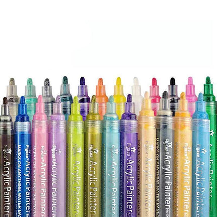 Flysea 12-80 Colours Acrylic Paint Pens Painting Stone Ceramic Glass Markers 0.7 - Gold*3+Silver*3 Set.