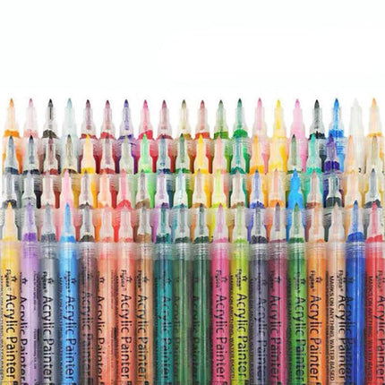 Flysea 12-80 Colours Acrylic Paint Pens Painting Stone Ceramic Glass Markers 0.7 - Gold*3+Silver*3 Set.