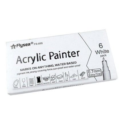 Flysea 12-80 Colours Acrylic Paint Pens Painting Stone Ceramic Glass Markers 0.7 - Gold*3+Silver*3 Set.