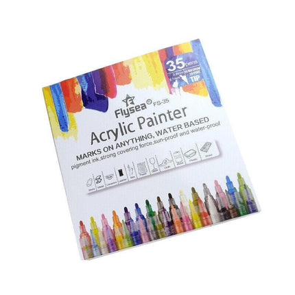 Flysea 12-80 Colours Acrylic Paint Pens Painting Stone Ceramic Glass Markers 0.7 - Gold*3+Silver*3 Set.