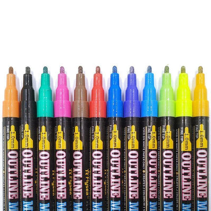 Flysea 12-80 Colours Acrylic Paint Pens Painting Stone Ceramic Glass Markers 0.7 - Gold*3+Silver*3 Set.