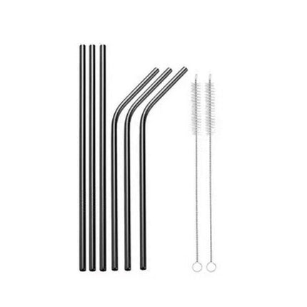 Reusable 304 Stainless Steel Straws Metal Drinking Washable Straw Brushes Set 2 - Gold Set 2.