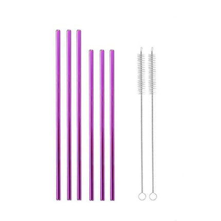 Reusable 304 Stainless Steel Straws Metal Drinking Washable Straw Brushes Set 2 - Gold Set 2.