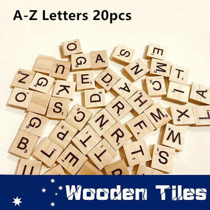 20X Wooden Alphabet Scrabble Tiles A-Z Letters and Numbers DIY Craft Game Pieces - Letter P 20pcs.