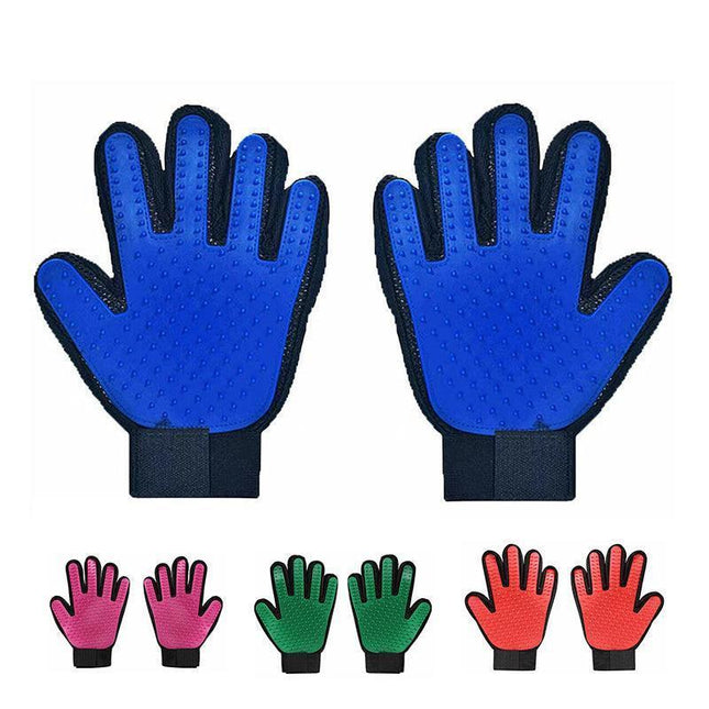 Pet Dog Cat Massage Hair Removal Grooming Comb Touch Cleaning Brush Magic Glove - Pink Right Hand.