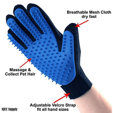 Pet Dog Cat Massage Hair Removal Grooming Comb Touch Cleaning Brush Magic Glove - Pink Right Hand.