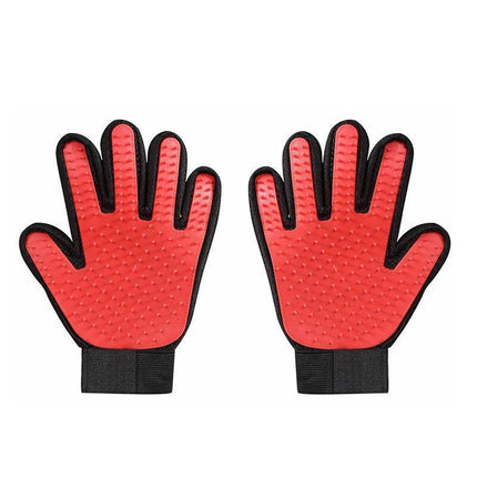 Pet Dog Cat Massage Hair Removal Grooming Comb Touch Cleaning Brush Magic Glove - Pink Right Hand.