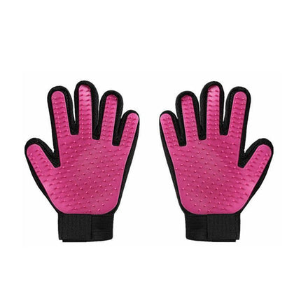 Pet Dog Cat Massage Hair Removal Grooming Comb Touch Cleaning Brush Magic Glove - Pink Right Hand.