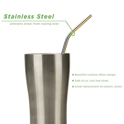 Reusable 304 Stainless Steel Straws Metal Drinking Washable Straw Brushes Set 2 - Purple Set 2.