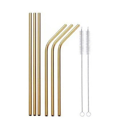 Reusable 304 Stainless Steel Straws Metal Drinking Washable Straw Brushes Set 2 - Purple Set 2.