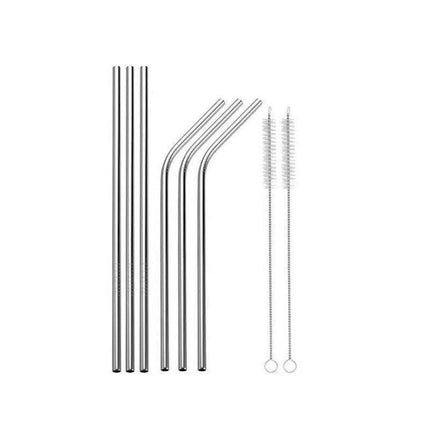 Reusable 304 Stainless Steel Straws Metal Drinking Washable Straw Brushes Set 2 - Rainbow Set 2.