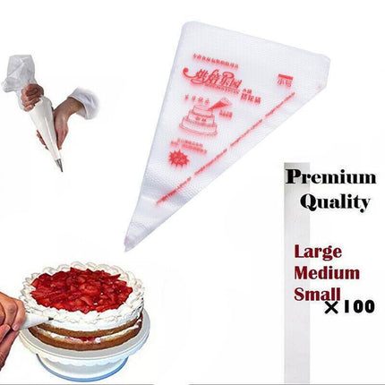 100-200Pcs Disposable Piping Bags For Cake Decor Icing Frosting Piping Nozzles - Red-Small *100 PCS.