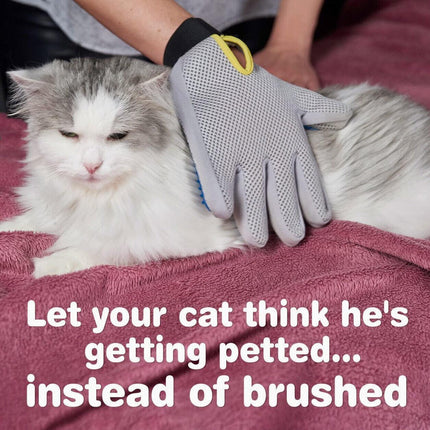 Pet Dog Cat Massage Hair Removal Grooming Comb Touch Cleaning Brush Magic Glove - Red Right Hand.