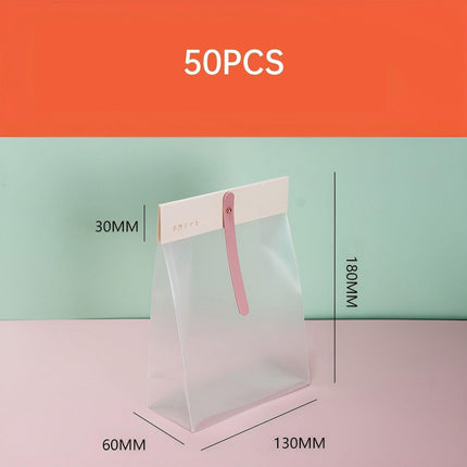 50pcs Transparent Snack Bags Biscuit Candy Bags Resealable Food Packaging - Red.