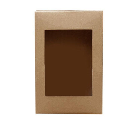 10 Pack Kraft Paper Boxes with Window Disposable Cardboard Gift Catering Trays - 20X15X5CM.
