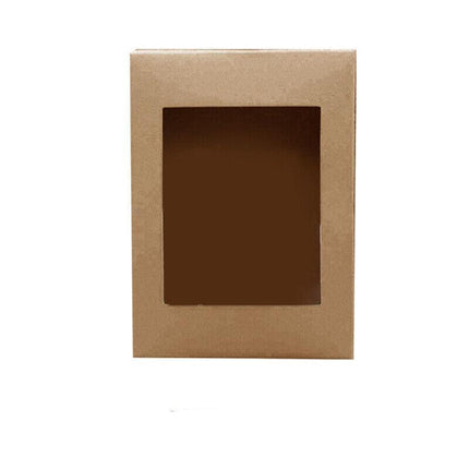 10 Pack Kraft Paper Boxes with Window Disposable Cardboard Gift Catering Trays - 20X15X5CM.
