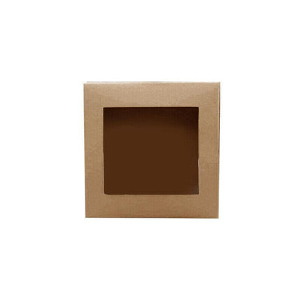 10 Pack Kraft Paper Boxes with Window Disposable Cardboard Gift Catering Trays - 20X15X5CM.