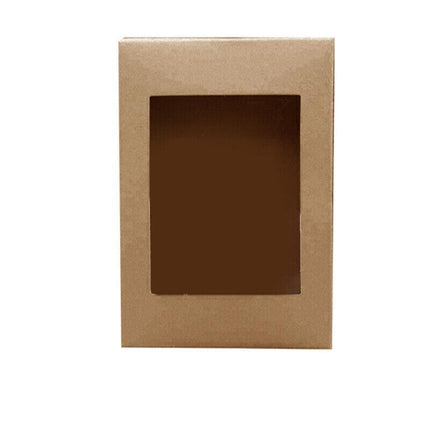 10 Pack Kraft Paper Boxes with Window Disposable Cardboard Gift Catering Trays - 20X15X5CM.