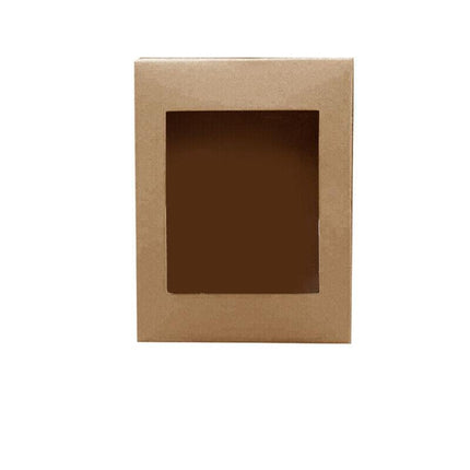 10 Pack Kraft Paper Boxes with Window Disposable Cardboard Gift Catering Trays - 20X15X5CM.