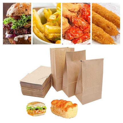 Brown Kraft Paper Bags Take Away Food Lolly Grocery Buffet Craft Gift Market Bag - 12X 7 X 21.5CM.