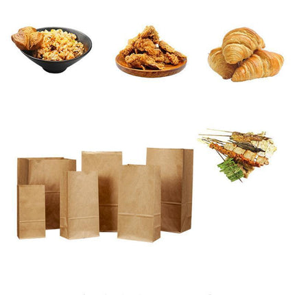 Brown Kraft Paper Bags Take Away Food Lolly Grocery Buffet Craft Gift Market Bag - 12X 7 X 21.5CM.
