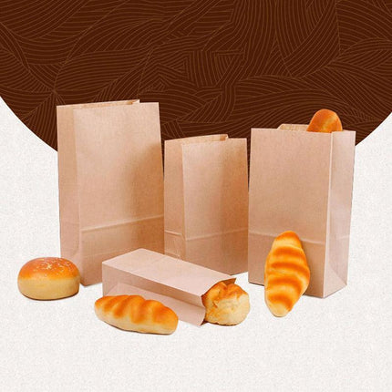 Brown Kraft Paper Bags Take Away Food Lolly Grocery Buffet Craft Gift Market Bag - 12X 7 X 21.5CM.