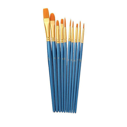 10pcs Artist Paint Brush Set Acrylic Oil Watercolour Gouache Painting Supplies - Black.