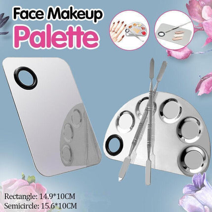 Stainless Steel Cosmetic Face Makeup Palette Spatula Foundation Mixing Tool - Semicircle.