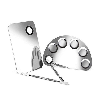 Stainless Steel Cosmetic Face Makeup Palette Spatula Foundation Mixing Tool - Semicircle.