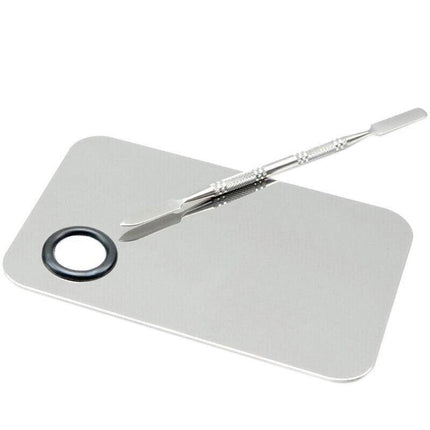 Stainless Steel Cosmetic Face Makeup Palette Spatula Foundation Mixing Tool - Semicircle.