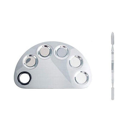 Stainless Steel Cosmetic Face Makeup Palette Spatula Foundation Mixing Tool - Semicircle.