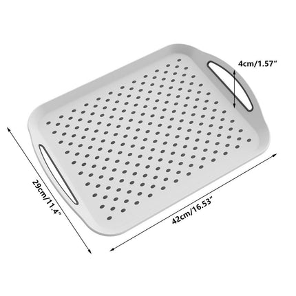 2PCS Rectangular Serving Tray Double Handle Non Slip TPR Kitchen Display Plate.