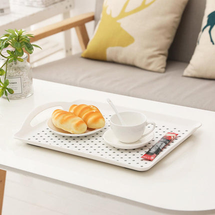 2PCS Rectangular Serving Tray Double Handle Non Slip TPR Kitchen Display Plate.